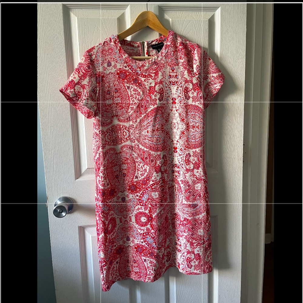 Pink red blue shift dress